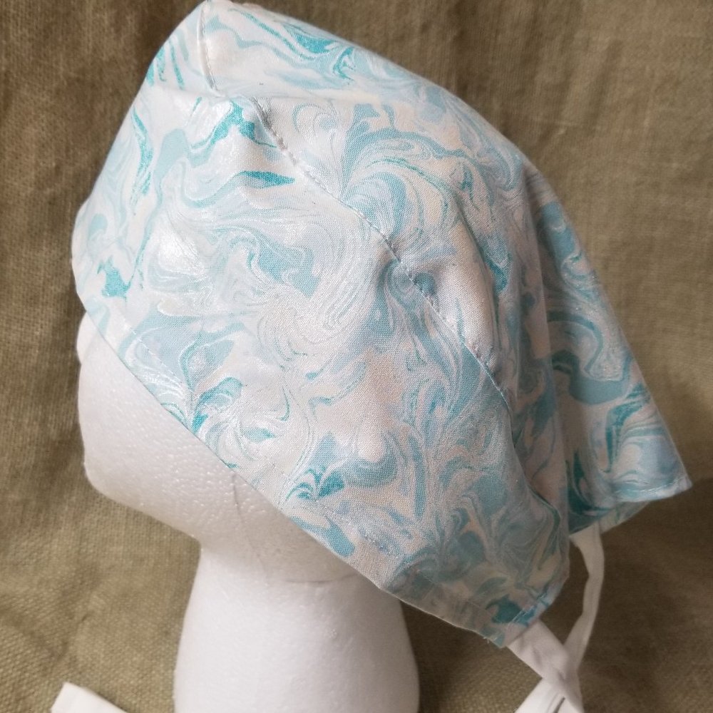Blue & Silver Oil Slick Shimmer Surgical Scrub Cap